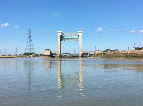 Barking Creek mouth
                        and barrier